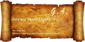Gerey Apollinár névjegykártya